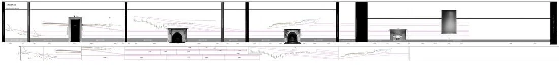 Karl Ockelford's installation diagram for the min exhibition space, where he has flattened out the space to lay out the scores effectively.