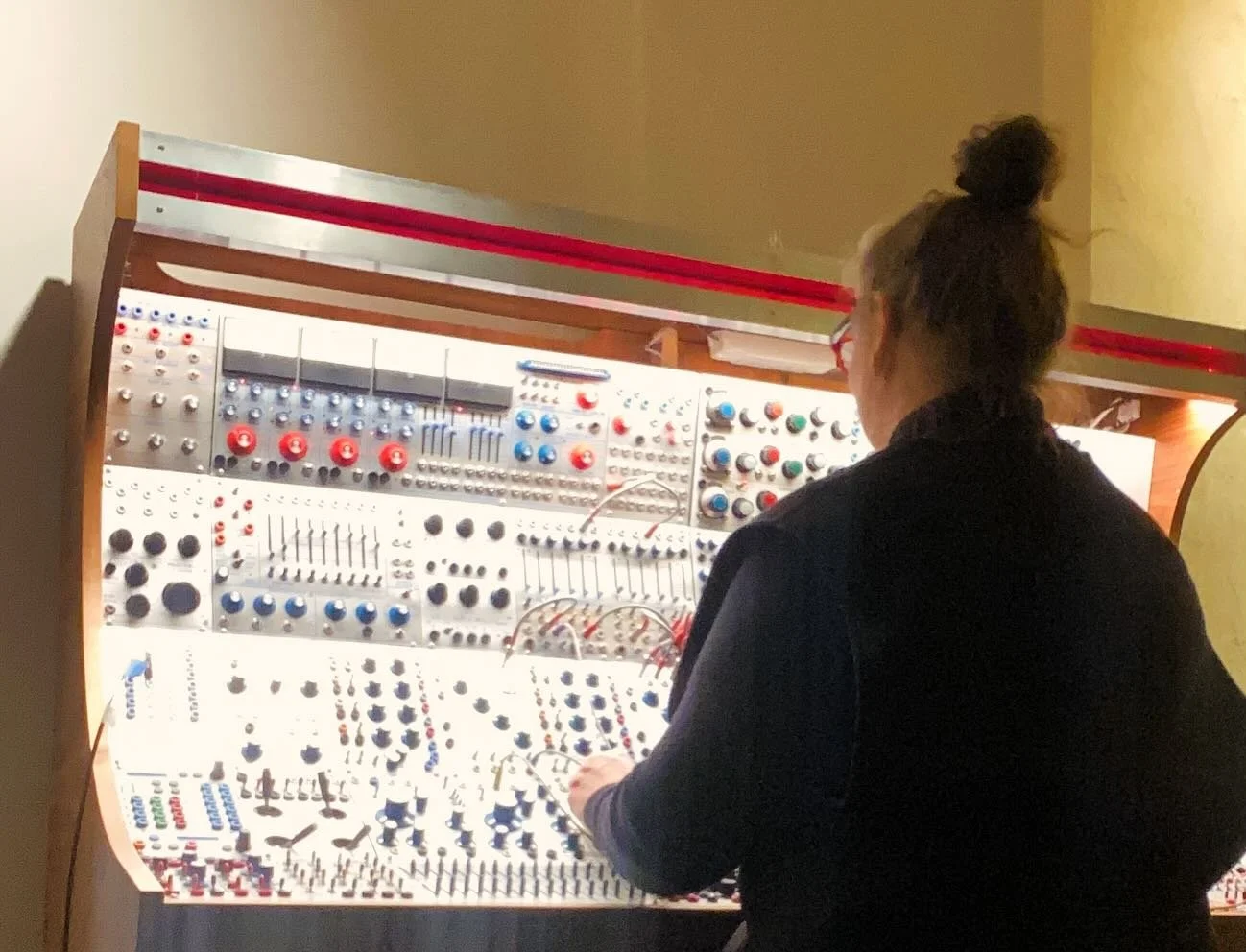 Today was day 1 of my short residency at @elektronmusikstudion_ems , after visiting over 10 years ago. In studio 4 with the Buchla and a row of 8 subs, it's like i've died and gone to bass heaven.