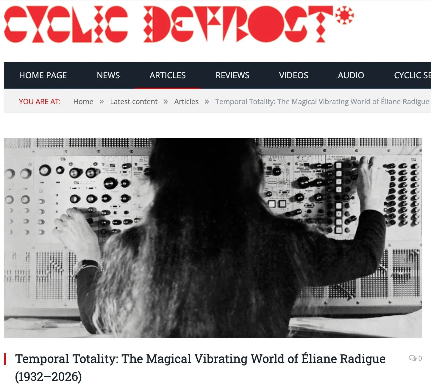 New article about &Eacute;liane Radigue by me in @cyclicdefrost.

You can also hear me talking about working with &Eacute;liane on The Music Show (28.2.26) on @abcradionational