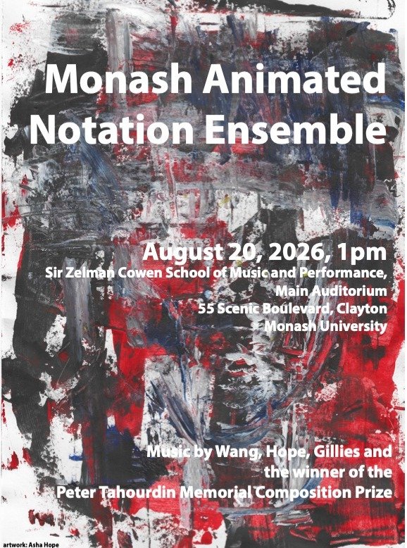 If you have some spare time next Thursday August 20 at 1pm, the Monash Animated Notation Ensemble (MANE) is performing at @monash_school_of_music 
in a free lunchtime concert. It will feature the Australian premiere of my song cycle 'Landay Sequenzas
