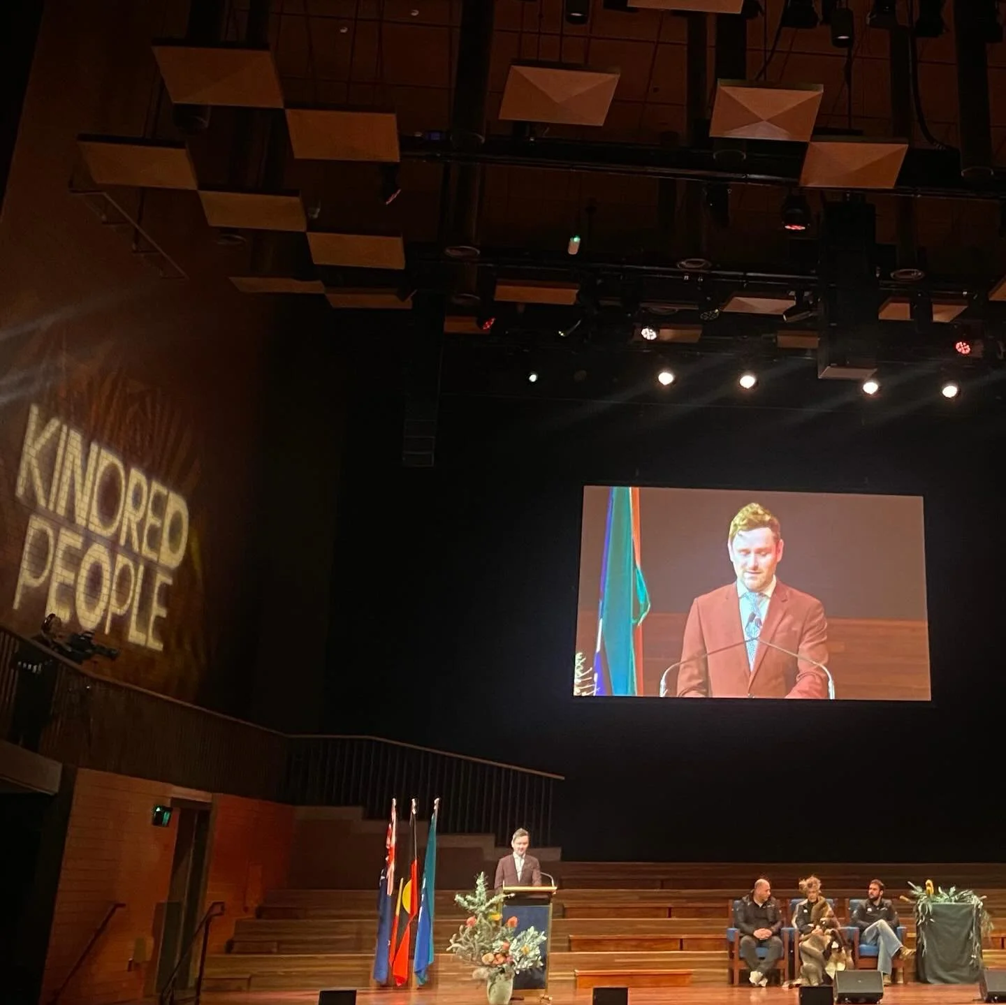 It was really something to be in the audience and bear witness  to @monash_uni's Robert Blackwood Hall be taken over by the #kindredpeople mob. So powerful, moving and fun. Congratulations @tmolyneux and the @monashpac gang.