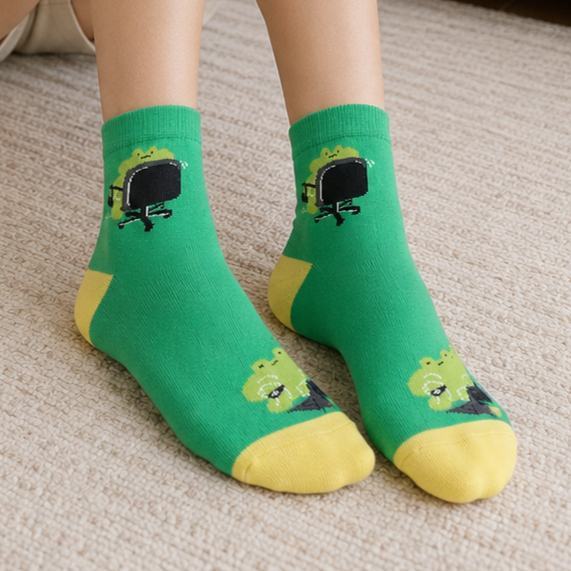 green frog socks