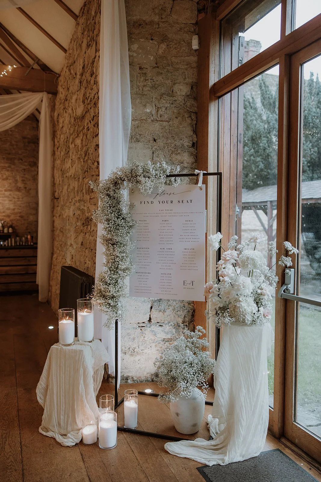 NotleyAbbey wedding buckinghamshire wedding white reflexed roses gypsophila wedding captured by Joanna Ranson Photography Two Little Birds