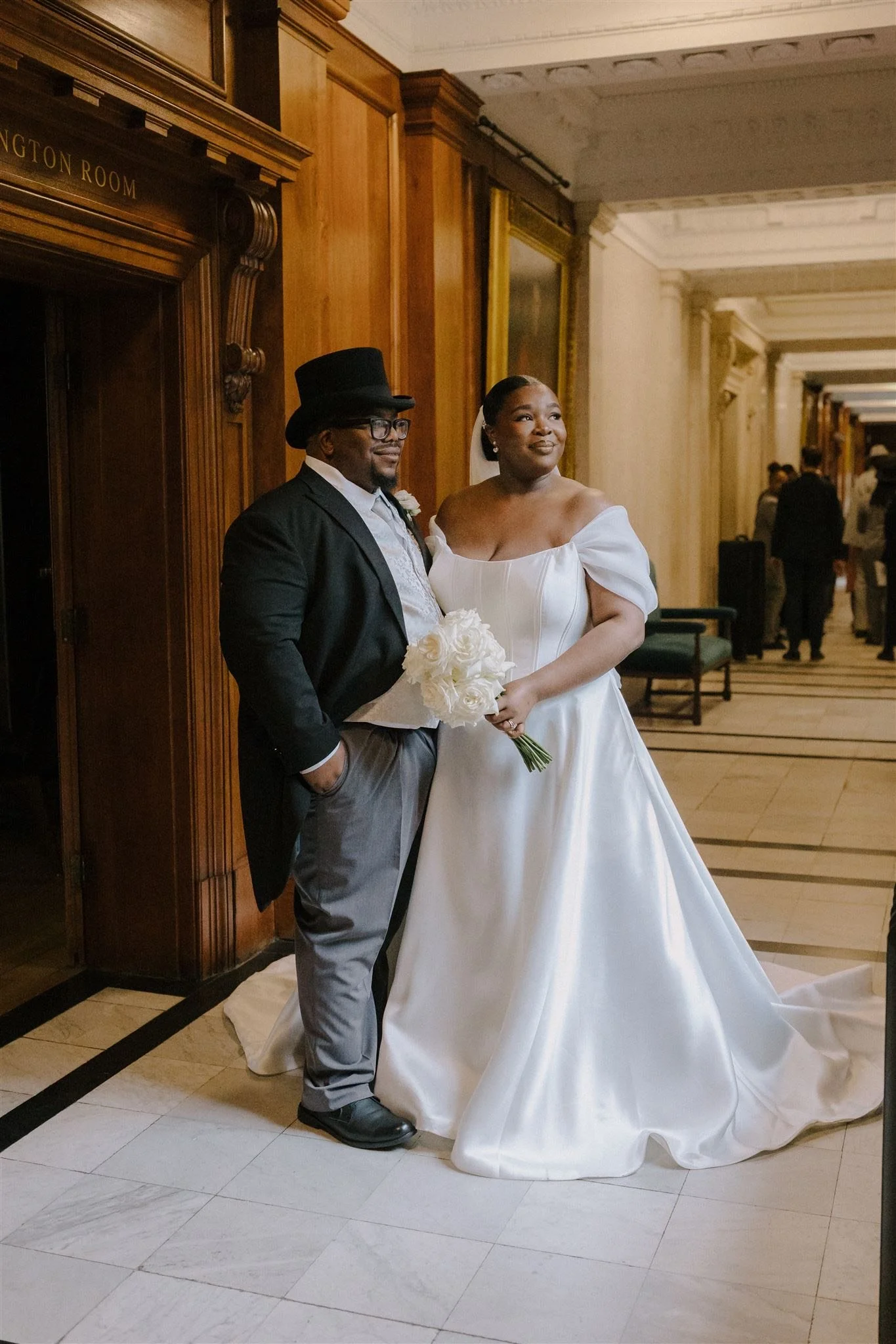 Landmark hotel london wedding london florist white reflexed roses two little birds