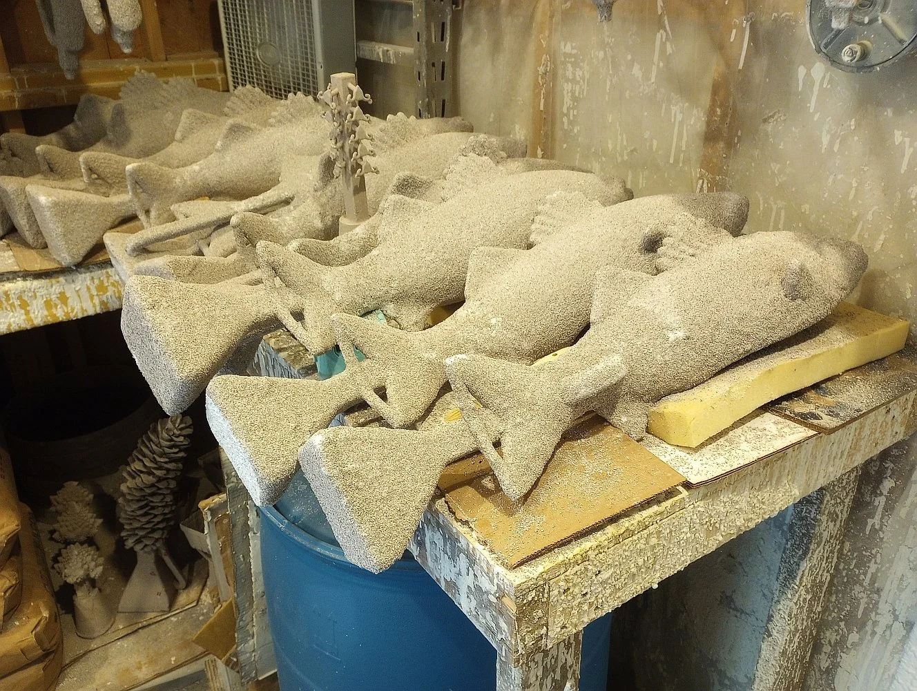  Stripers in the ceramic casting shell, and with the armature to allow metal be poured into the shell 
