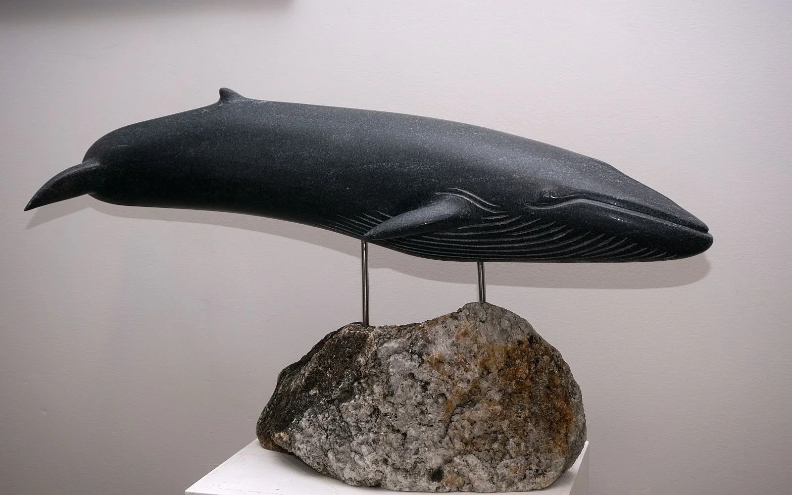 'Fin Whale', 2021, black granite, approx. 30 in. long