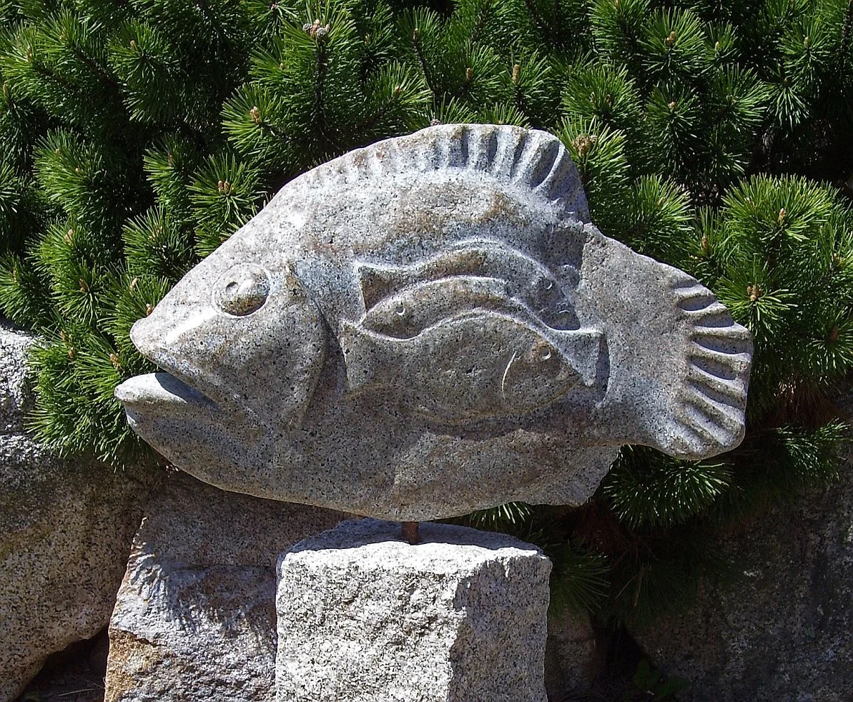 'Big Fish - Little Fish' 2008, fieldstone