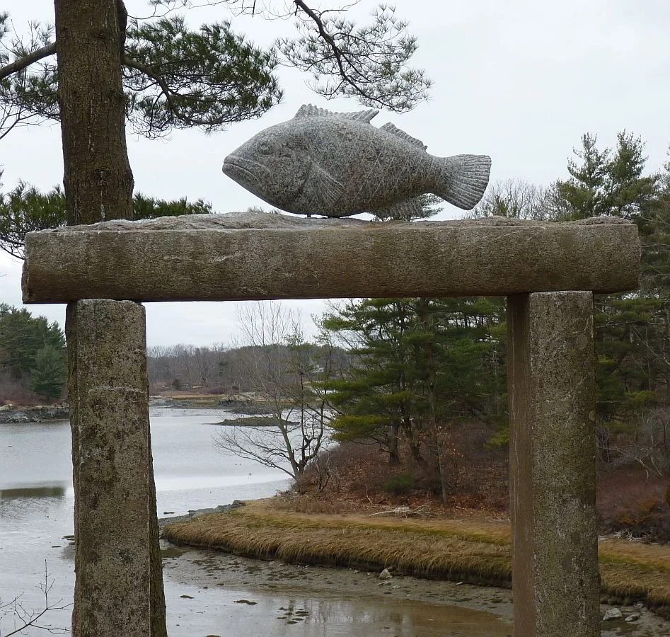 'Fish Tori' 2012, granite, tori gate made from recycled granite