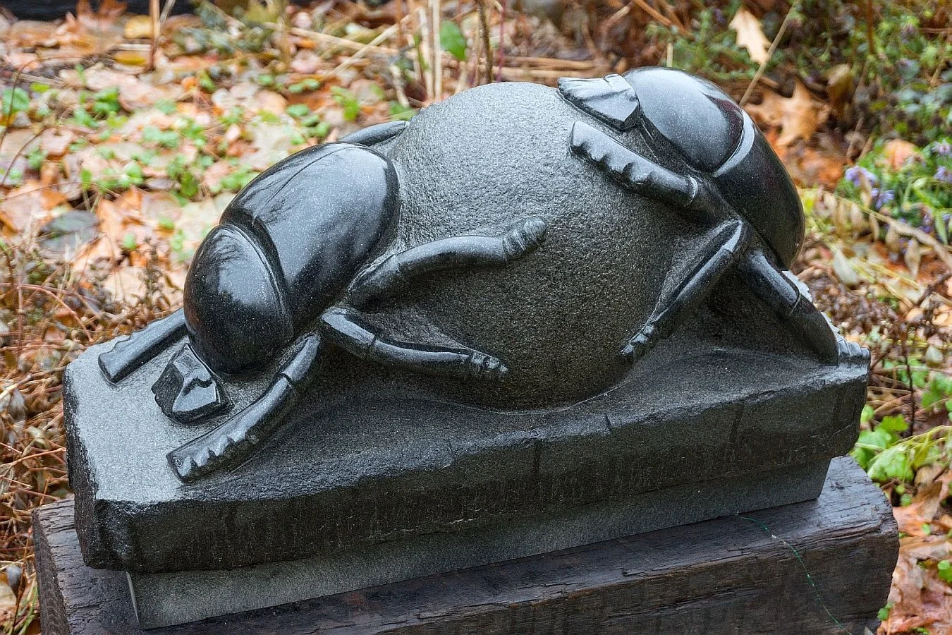 'Dung Beetles' 2015, black granite