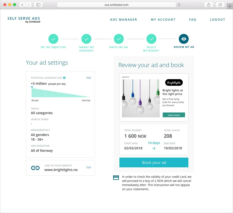 5. Review page Summary of the booking experience, review all the settings before booking.