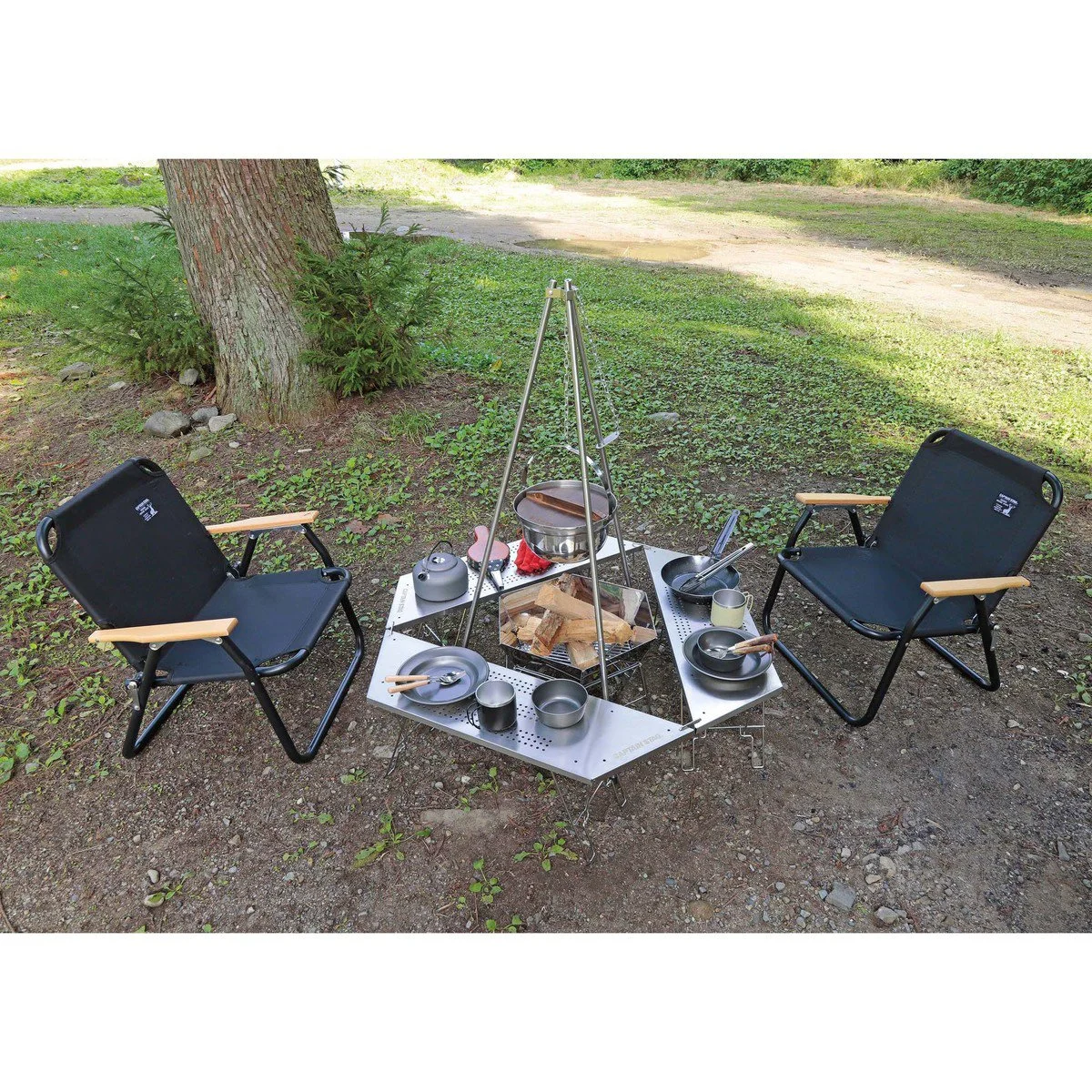 テント・タープ CAPTAIN STAG Fire and Grill Table Set CAPTAIN STAG UP-1038 Modular Hexa Grill Table Set Portable