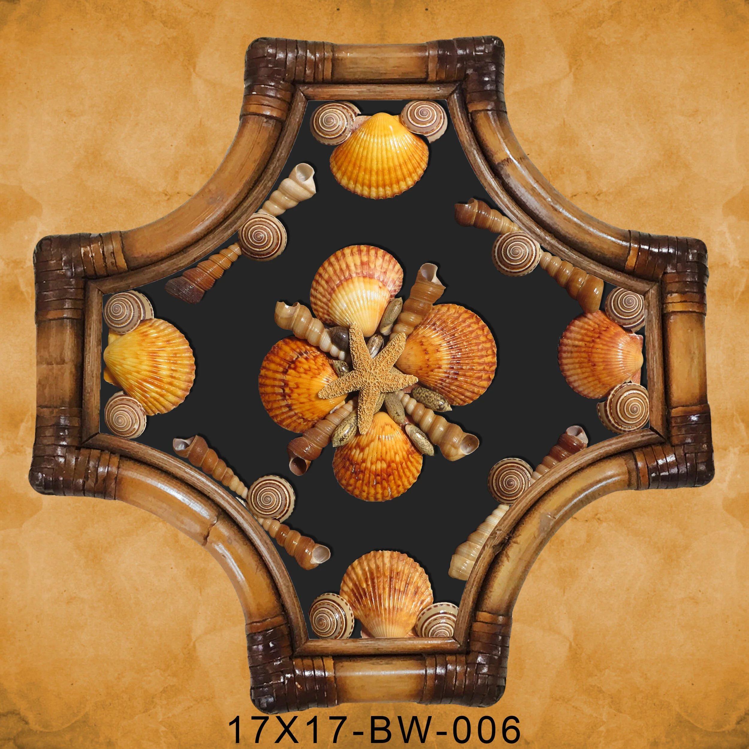 SHELL DESIGN 40 BLACK BG MARBLE WALL BROWN FRAME.JPG