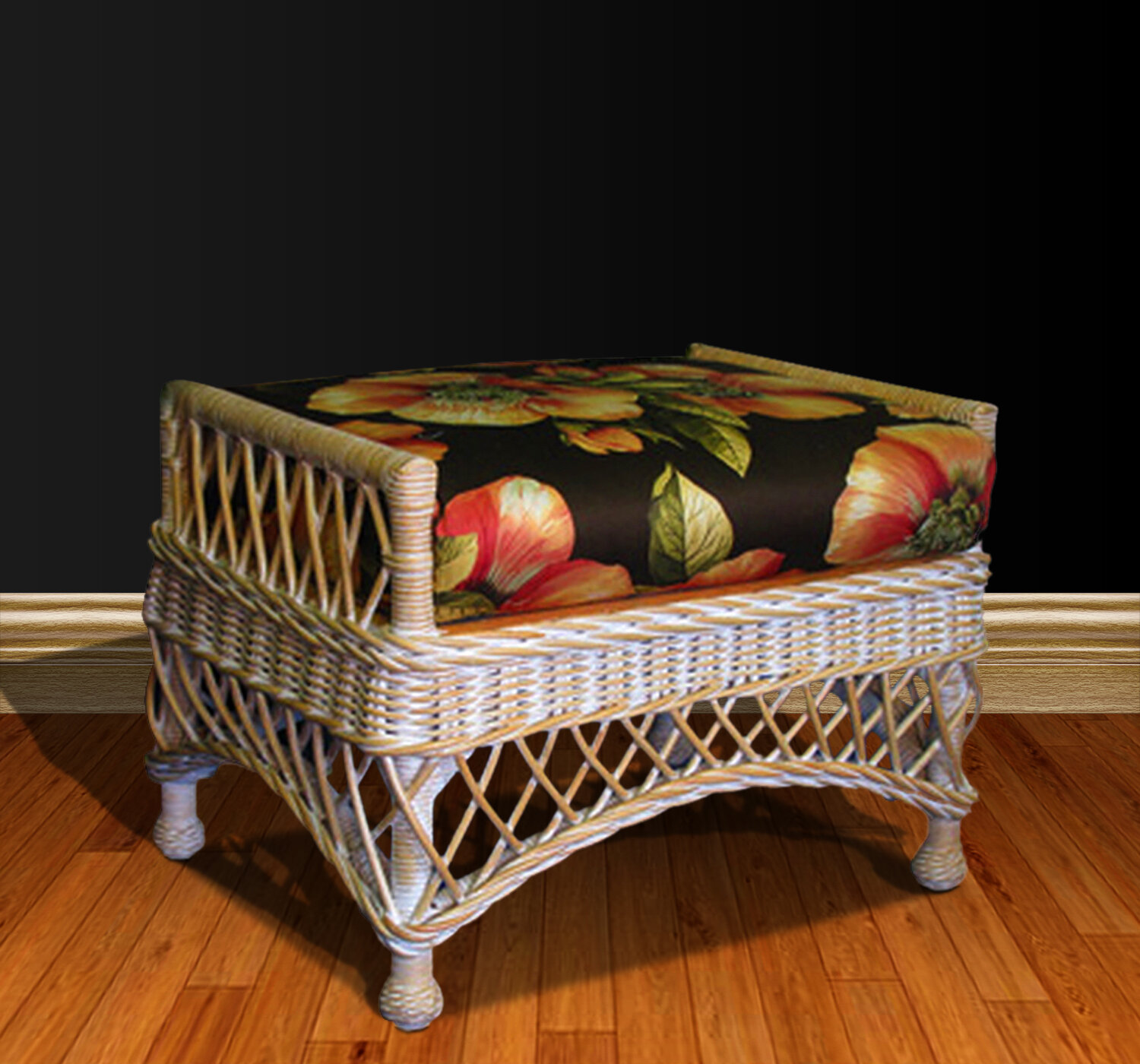 Bar Harbor Ottoman - White Wash