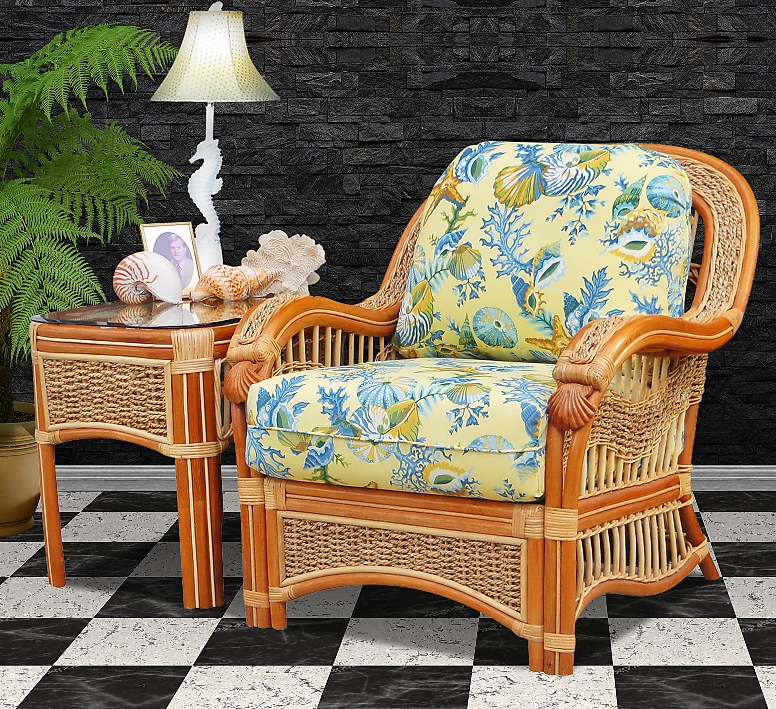SEASCAPE ARMCHAIR SO2 01 BLACK STONE WALL CHECKERBOARD TILE.JPG
