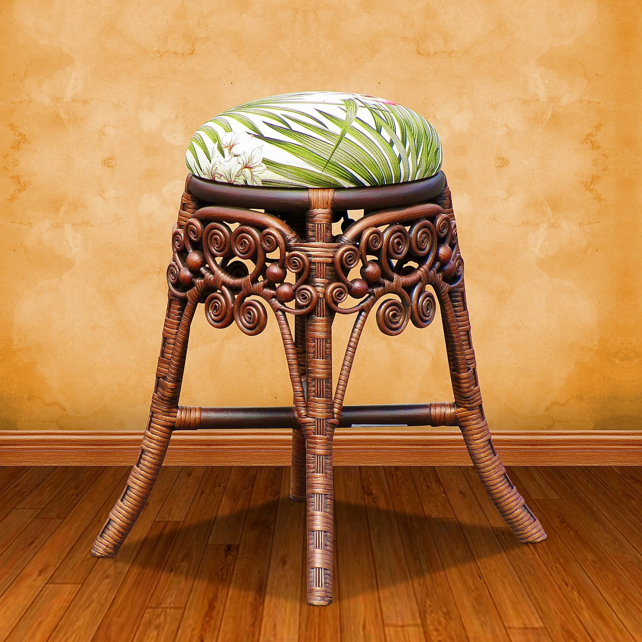 VANITY STOOL BROWN 01 TAN WALL.JPG