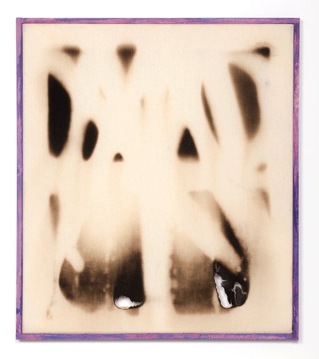  Misty Cherry #4, 2014. 40 x 36 cm. perfume and fire on canvas w/ artist’s frame 