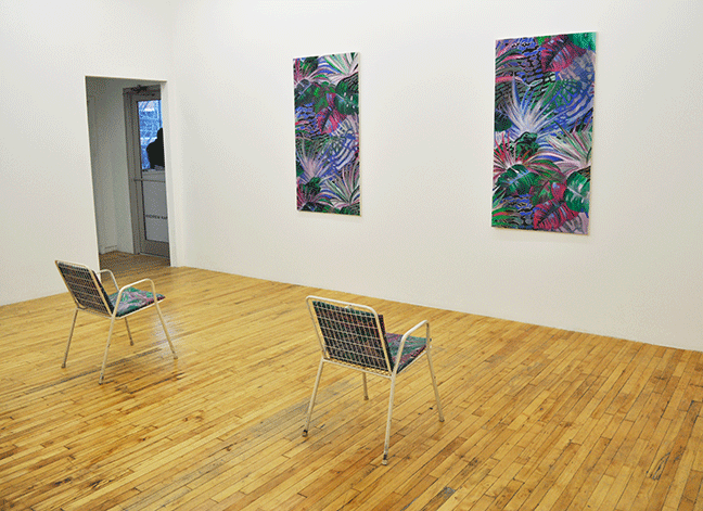  chairs   4 chairs (readymade) and 4 paintings. 75 x 150 cm (each). oil on glue sized canvas   2010 