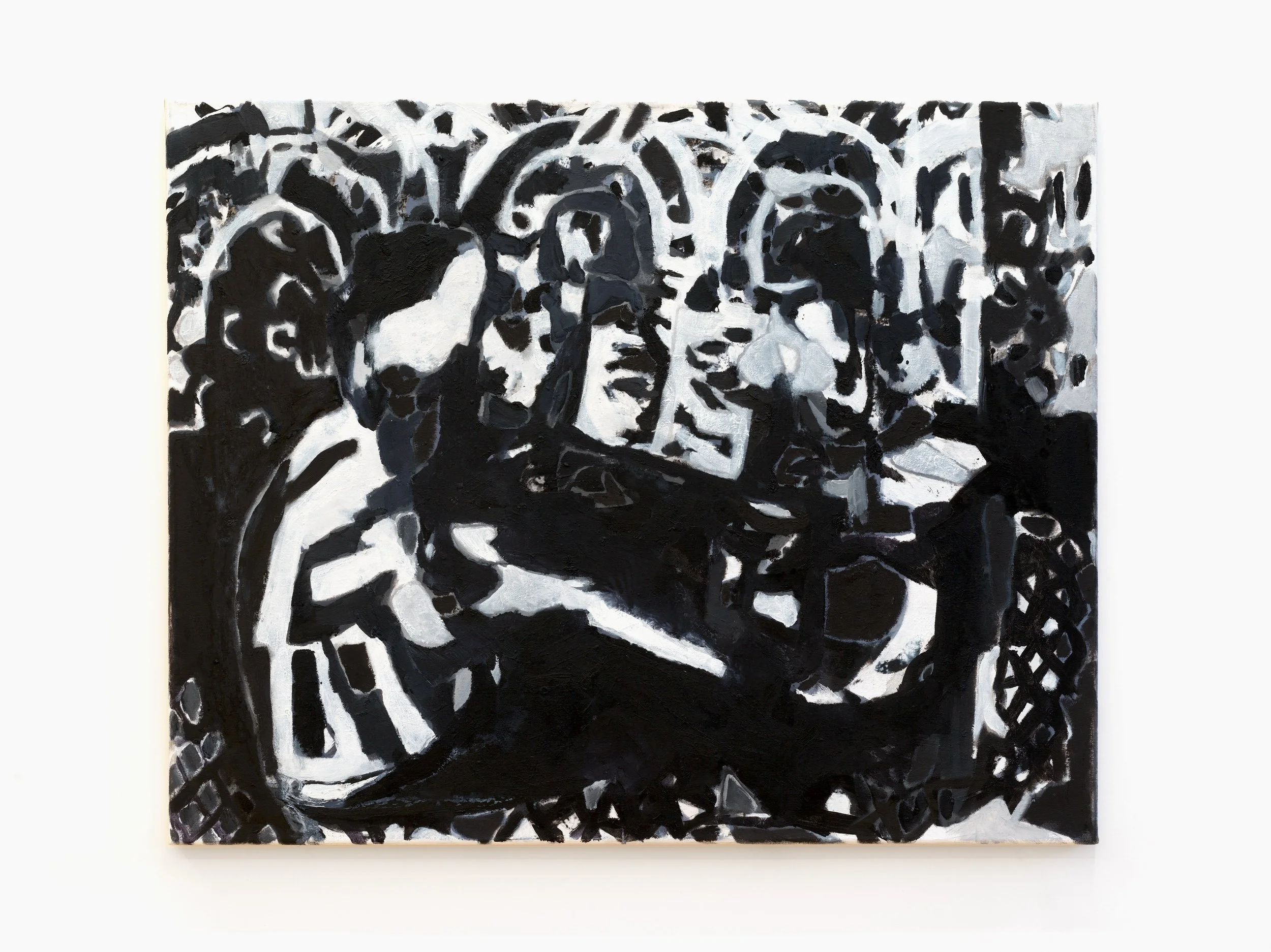  subject at a piano (matisse dissociative)  60 × 75 cm. oil on canvas  2024 