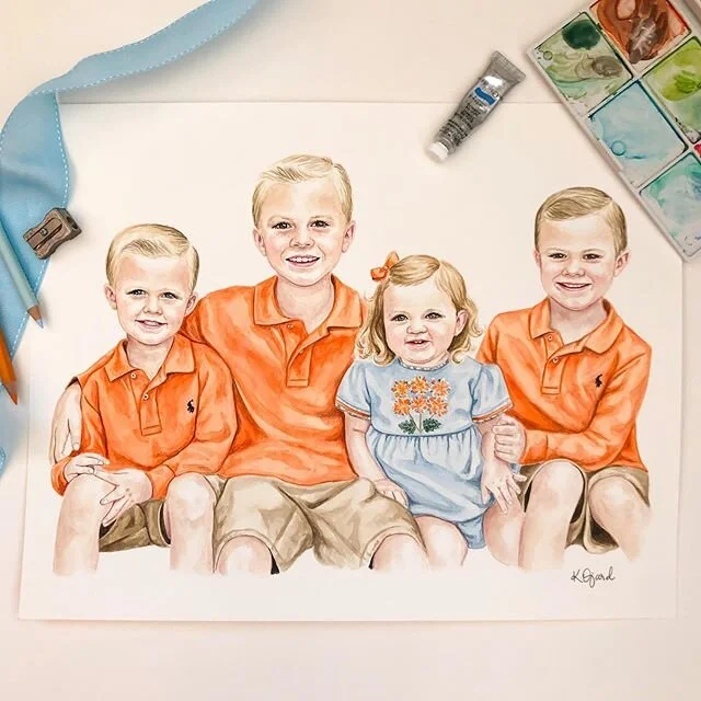 I love repeat customers and painting your precious children as they grow and change! This was my last commission before baby, but I&rsquo;m hoping to get a painting or two done of my own kiddos☺️. I don&rsquo;t have a waiting list for when I return -