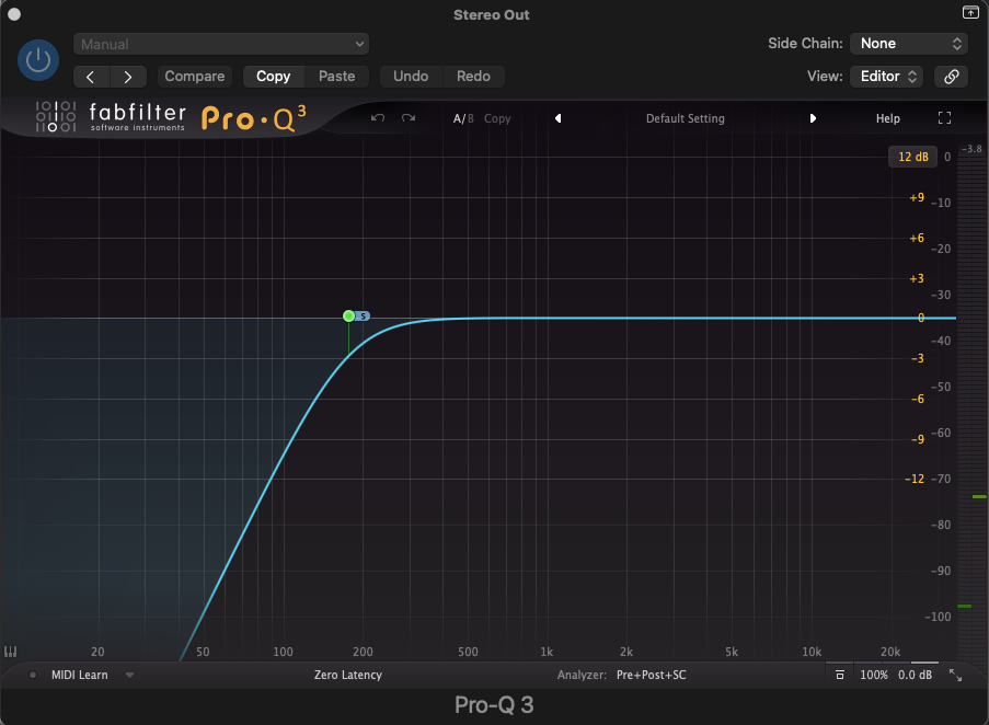 Fabfilter Pro Q 3 with harsh cut to the sides