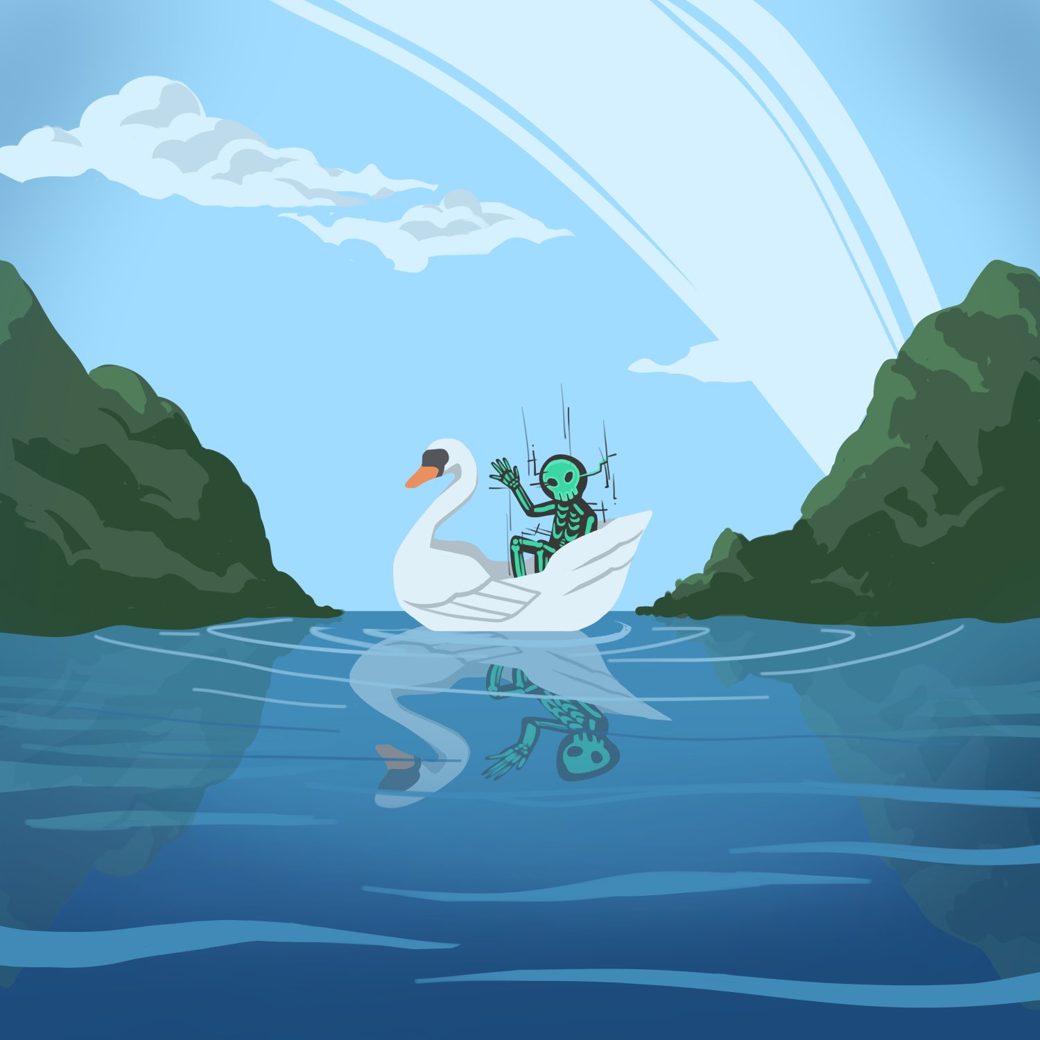 Album art showing a silly swan