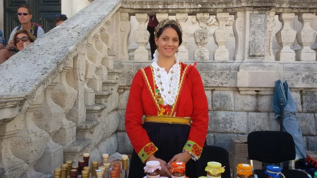 The open-air market in Dubrovnik old town, Croatia