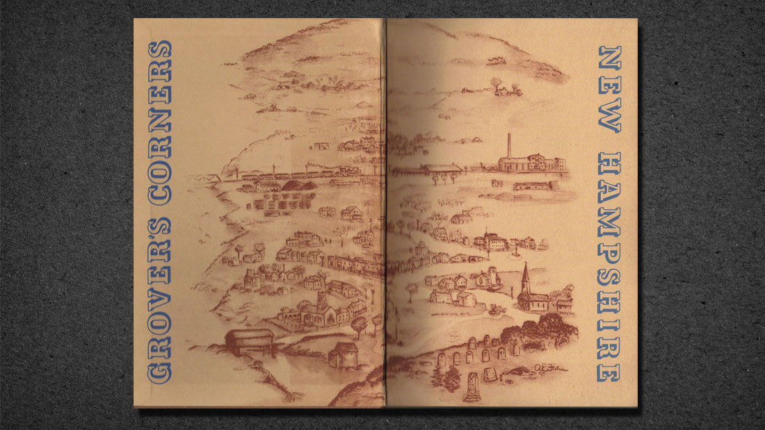   INSIDE COVER OF ORIGINAL READING EDITION OF OUR TOWN  