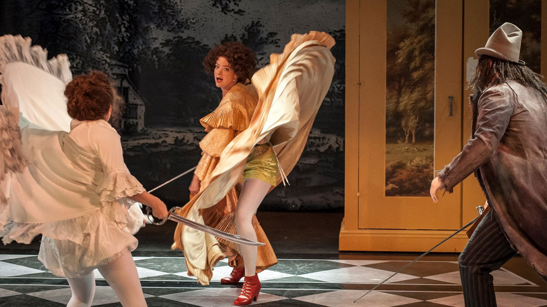 KATIE O. SOLOMON AND MEGAN ANDERSON IN EVERYMAN THEATRE'S PRODUCTION OF THE BEAUX' STRATAGEM 