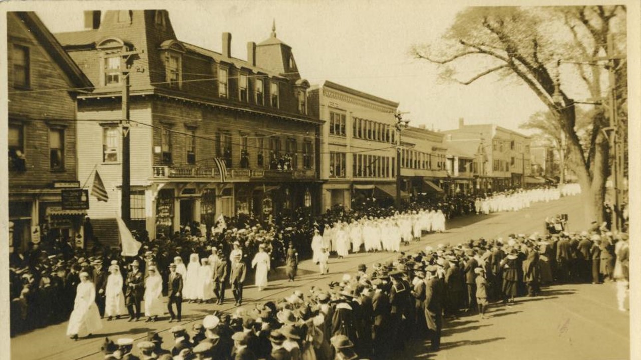 Another view north up Broadway from City Hall, c. 1920.