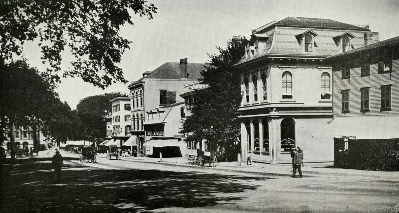  An older view looking west down Washington Square (c. 1880’s) from the foot of the Colony House. Although some of the buildings would have been there in 1919 when Theophilus was in Newport, much had changed by 1926 in this largely business area. 