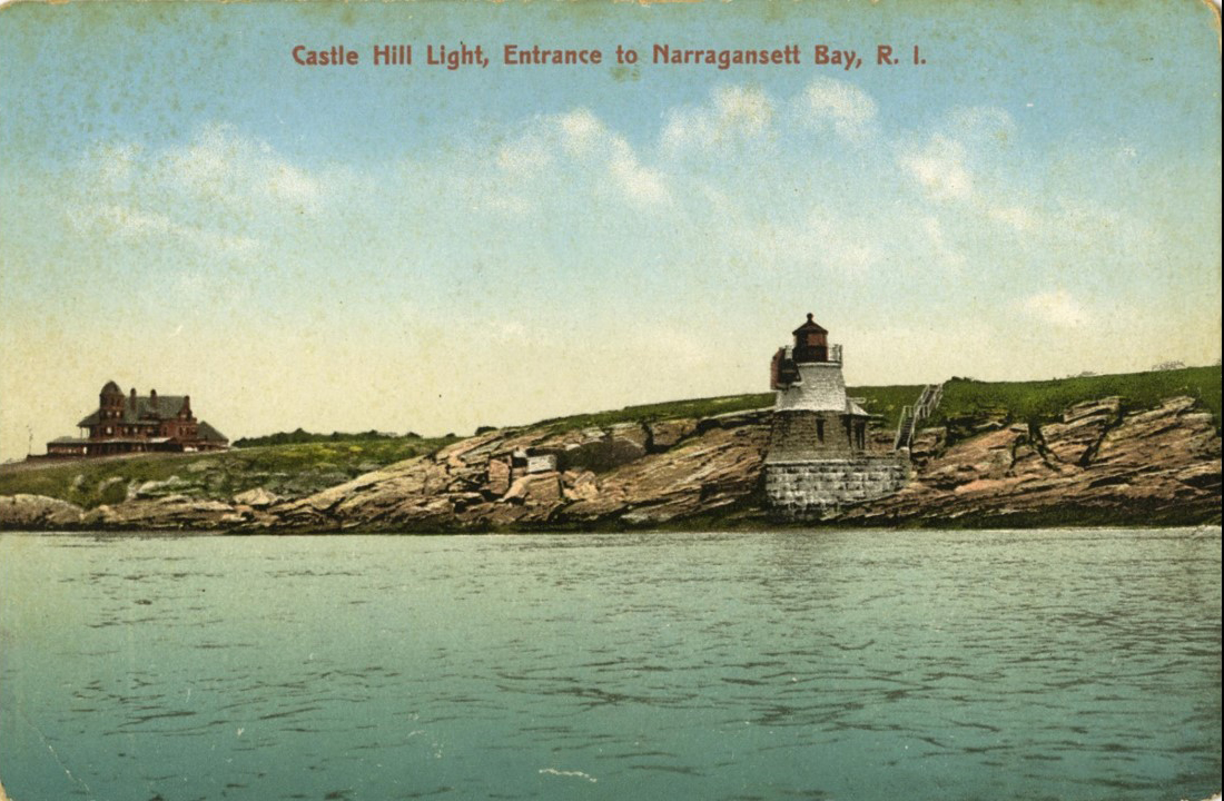 This image shows “Castle Hill”, the house of naturalist, oceanographer, and zoologist Alexander Agassiz of Harvard University – built in 1875, and the Castle Hill light (1890). Castle Hill light and the Agassiz house is mentioned a number of times in the book.