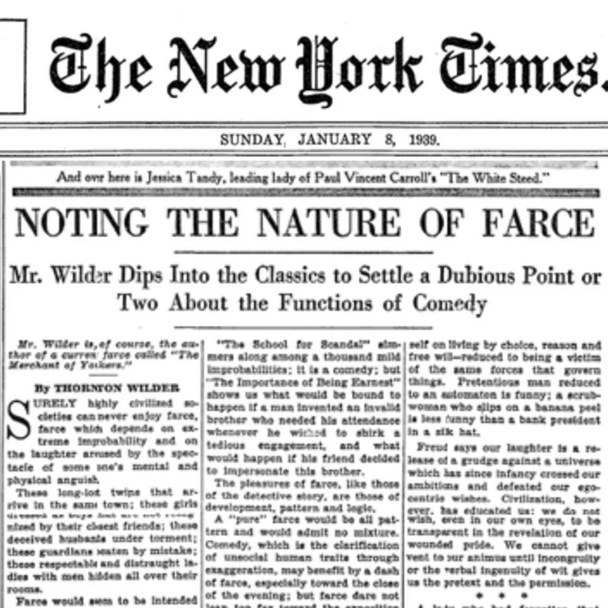 Noting the Nature of Farce by Thornton Wilder