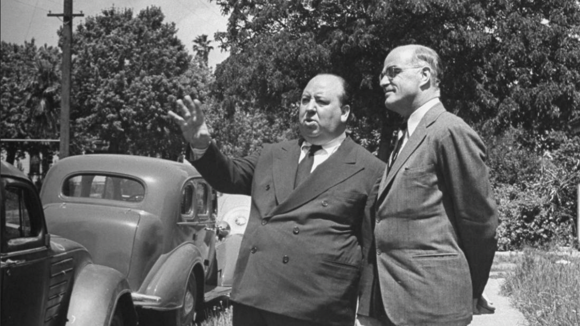   ON THE SET OF SHADOW OF A DOUBT WITH ALFRED HITCHCOCK, 1943  