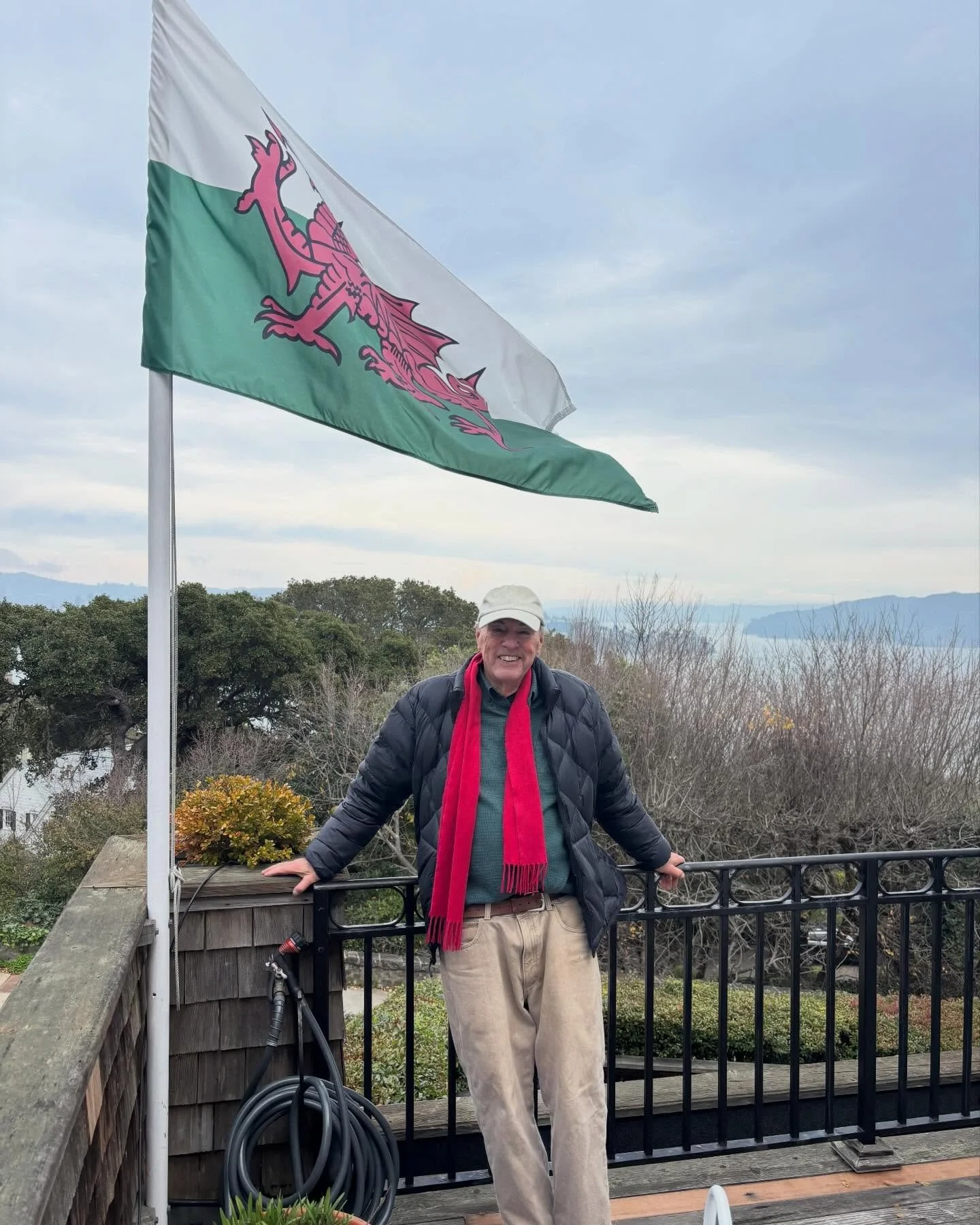 The Wilder Family flying a flag for Wales in honor of the first performance of Our Town and the first performance ever  @welshnationaltheatre @swanseagrandinsta tonight!