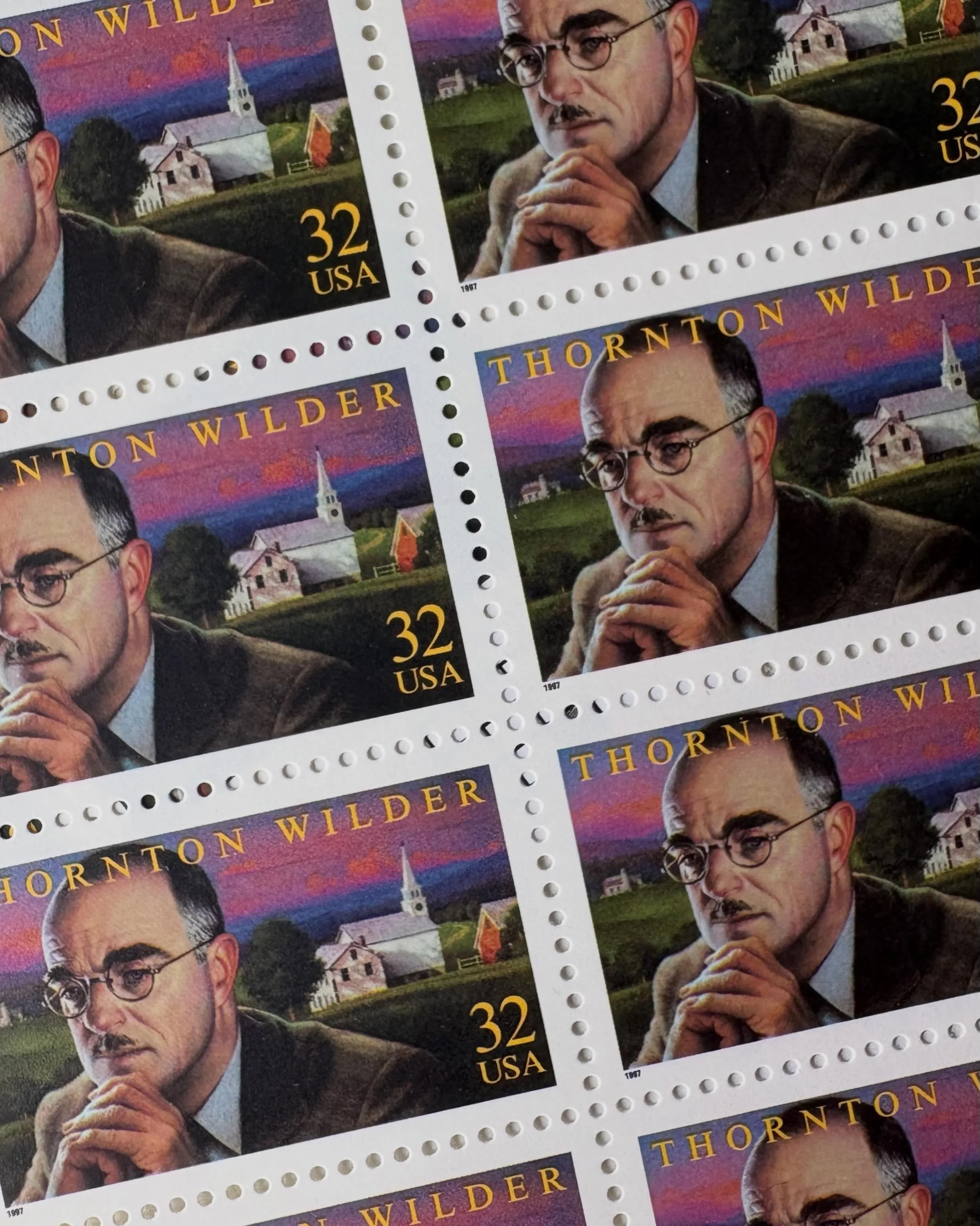 Celebrating #nationalstampday with our favorite! 

In 1997, the US Postal Service honored Thornton Wilder&rsquo;s 100th birthday by releasing this commemorative stamp.

There&rsquo;s a great story about Carol Channing and &ldquo;the first lick&rdquo;