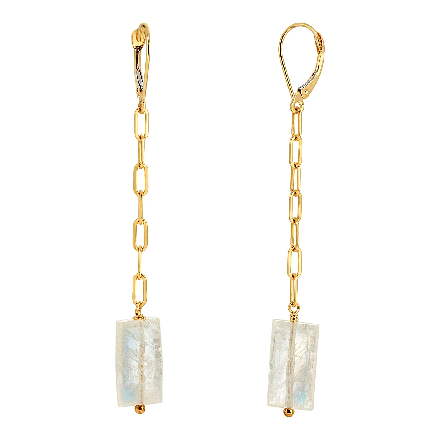 Rainbow Moonstone 14K Gold Long Chain Earrings .jpg