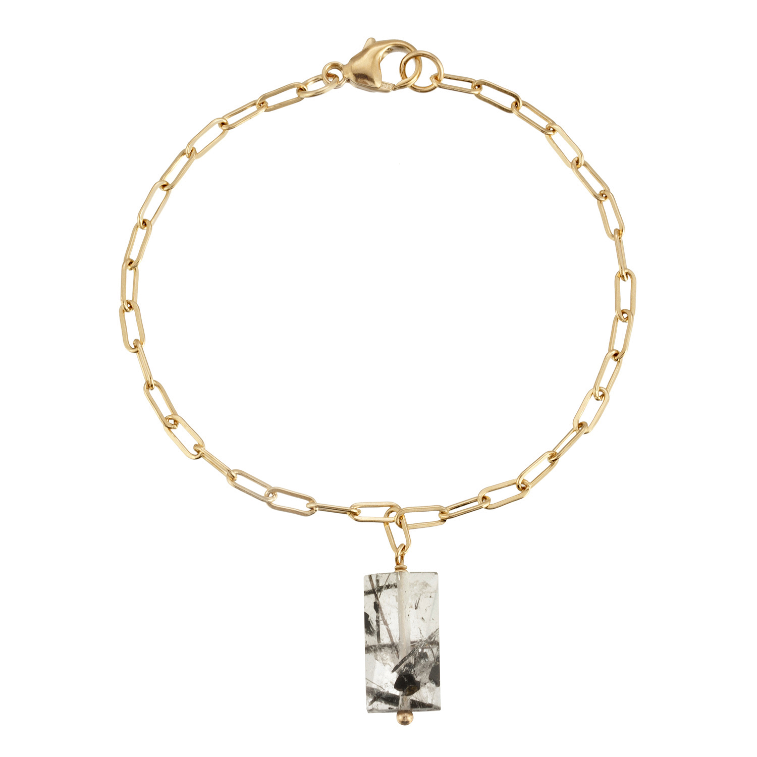 Tourmalinated Quartz 14K Gold Link Bracelet .jpg