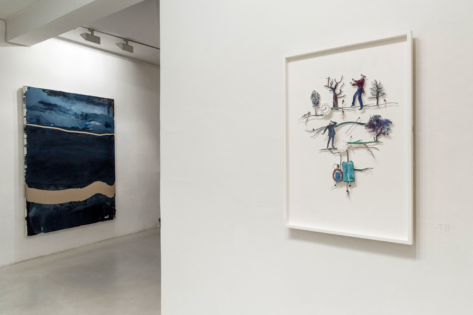INSTALLATION VIEW, GALLERY OF THE CITY OF VILLACH / GALLERY FREIHAUSGASSE, autumn 2018 - additional painting by David Holzinger