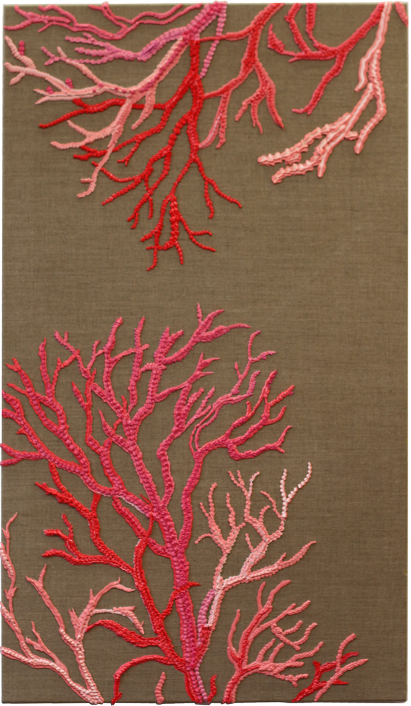 CORAL CRITIQUE - III acrylics, spray-paint, resin dispersion, mineral fillers and pigment on canvas 70 x 120 cm, 2019