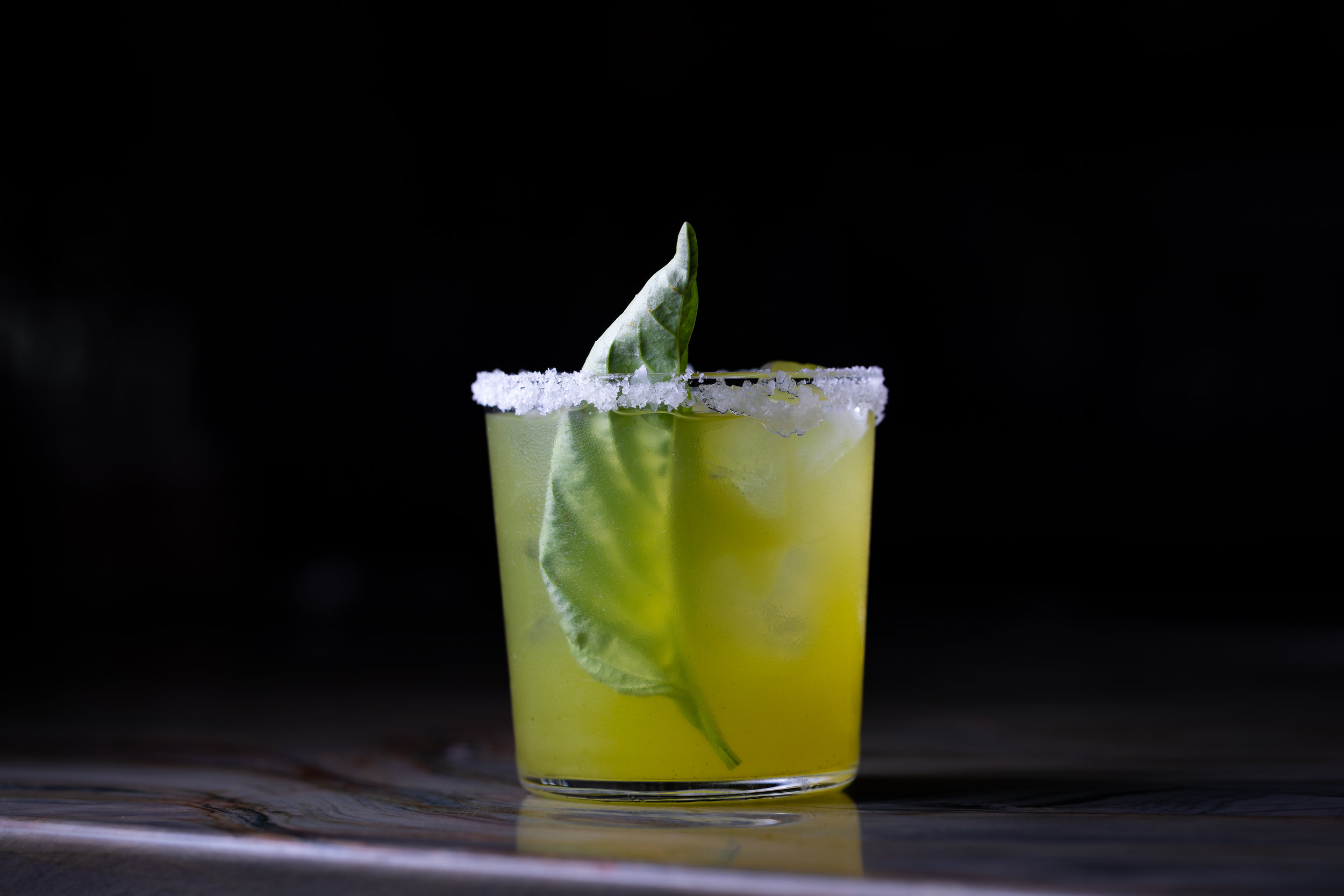photo of a cocktail rimmed with salt