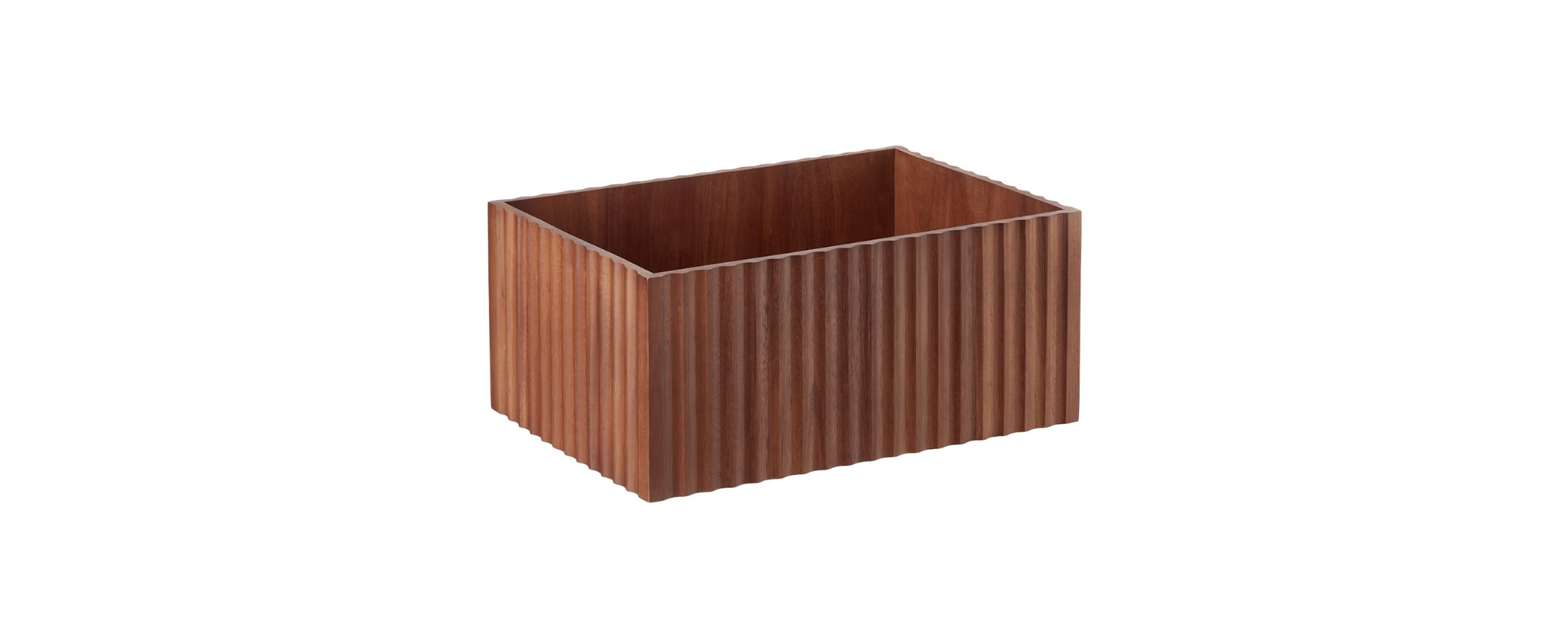 Artisan Fluted Acacia Bin