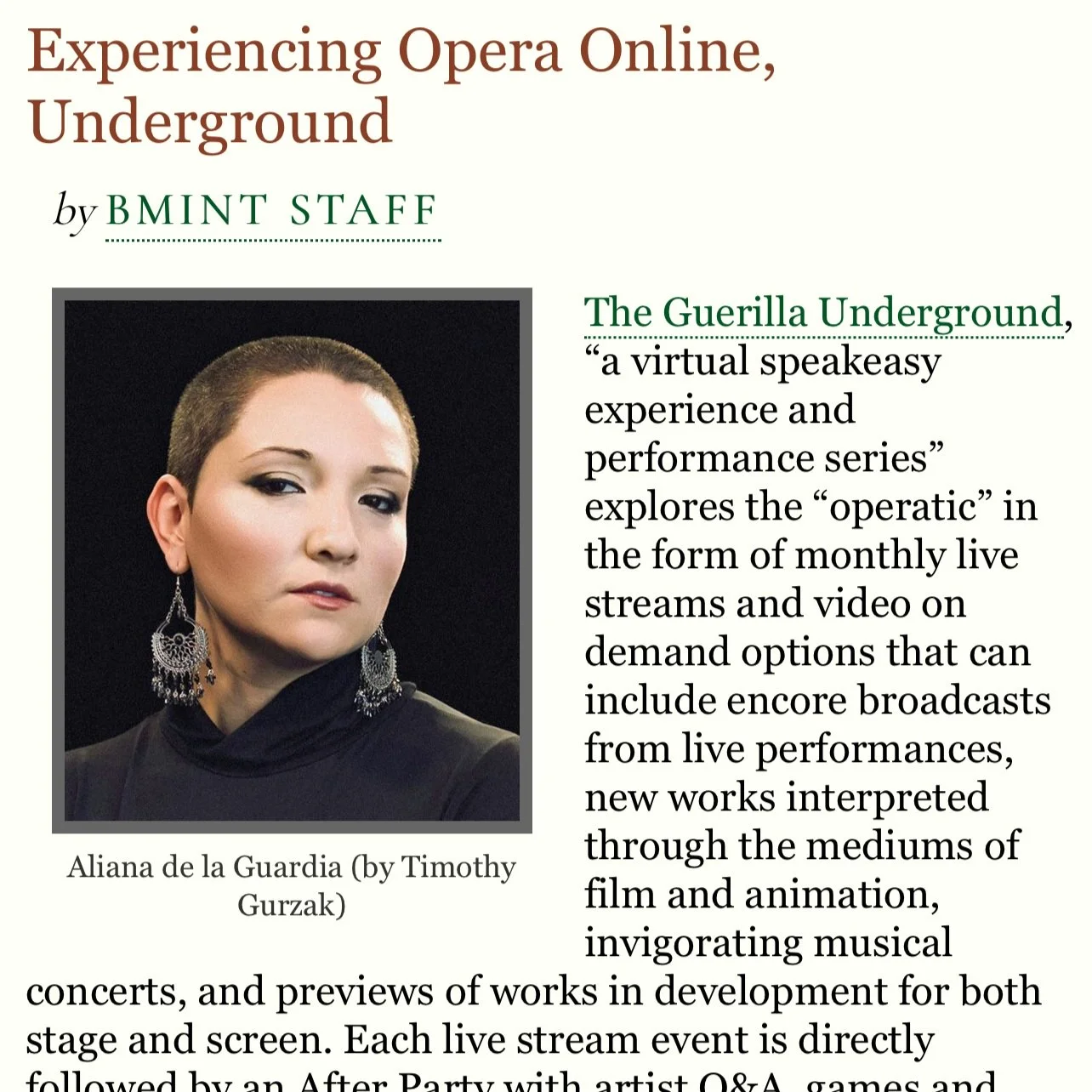 ARTICLE: Experiencing Opera Online, Underground (Boston Musical Intelligencer)