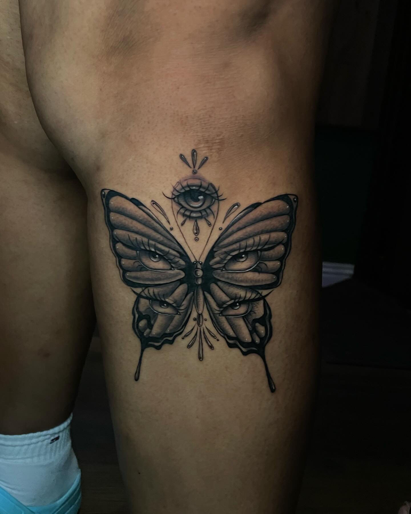 🦋 custom butterfly piece done by resident artist @notjadetattoos. Text (818)-308-4218 to book with her today