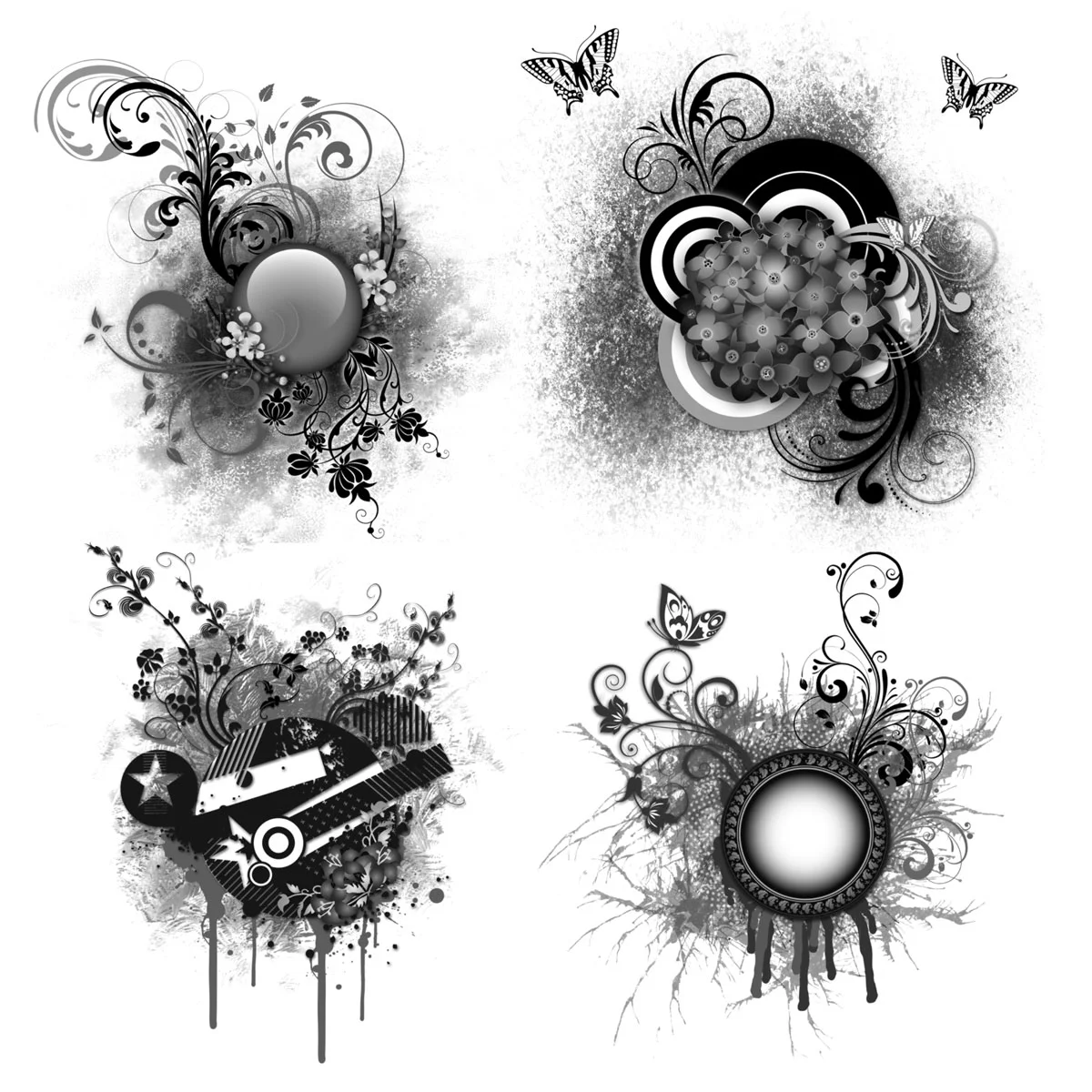 Textured Floral Brushes