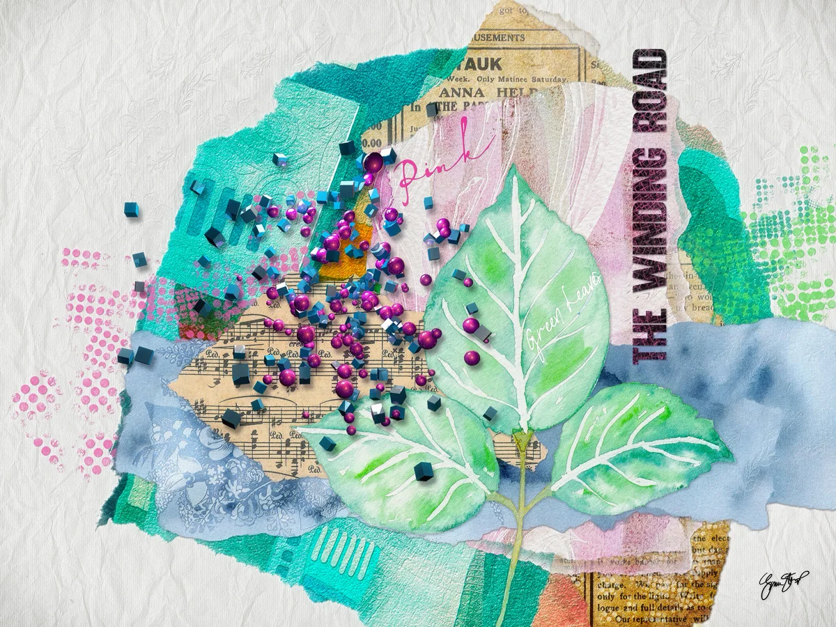 Leaves on Pink Marble