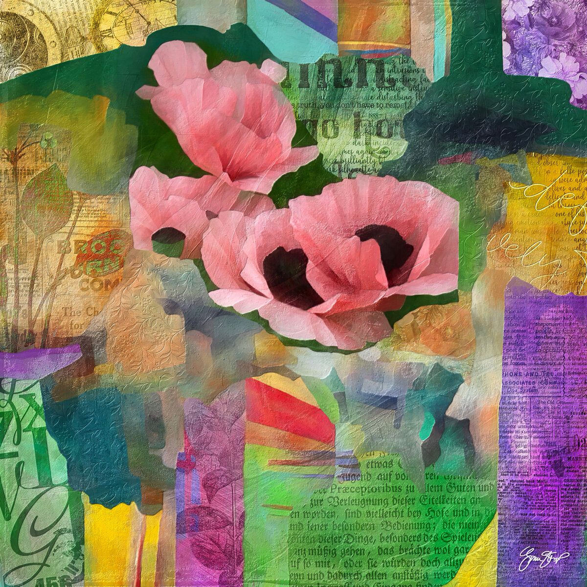 Pink Poppy Collage