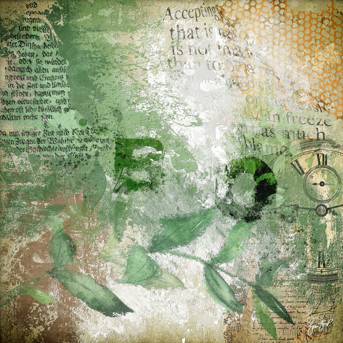 Sage Leaf Covered in Snow