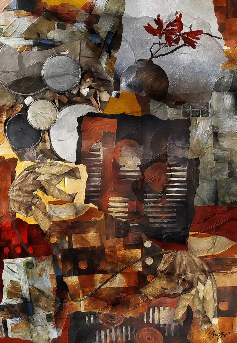 Grey Paint on Autumn Leaves