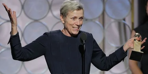 Frances McDormand, last year winner for Best Actress-Drama for Three Billboards Outside Ebbing, Missouri .