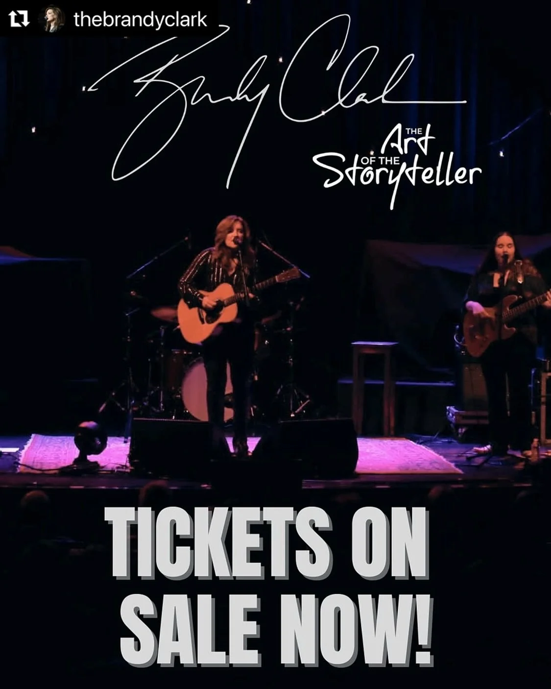 Let’s go! I hope to see all of your beautiful faces across the pond. I’m so delighted to accompany the incomparable @thebrandyclark for these intimate shows. AND - I’m tradin’ in my bass for an acoustic guitar! 
What a joy an